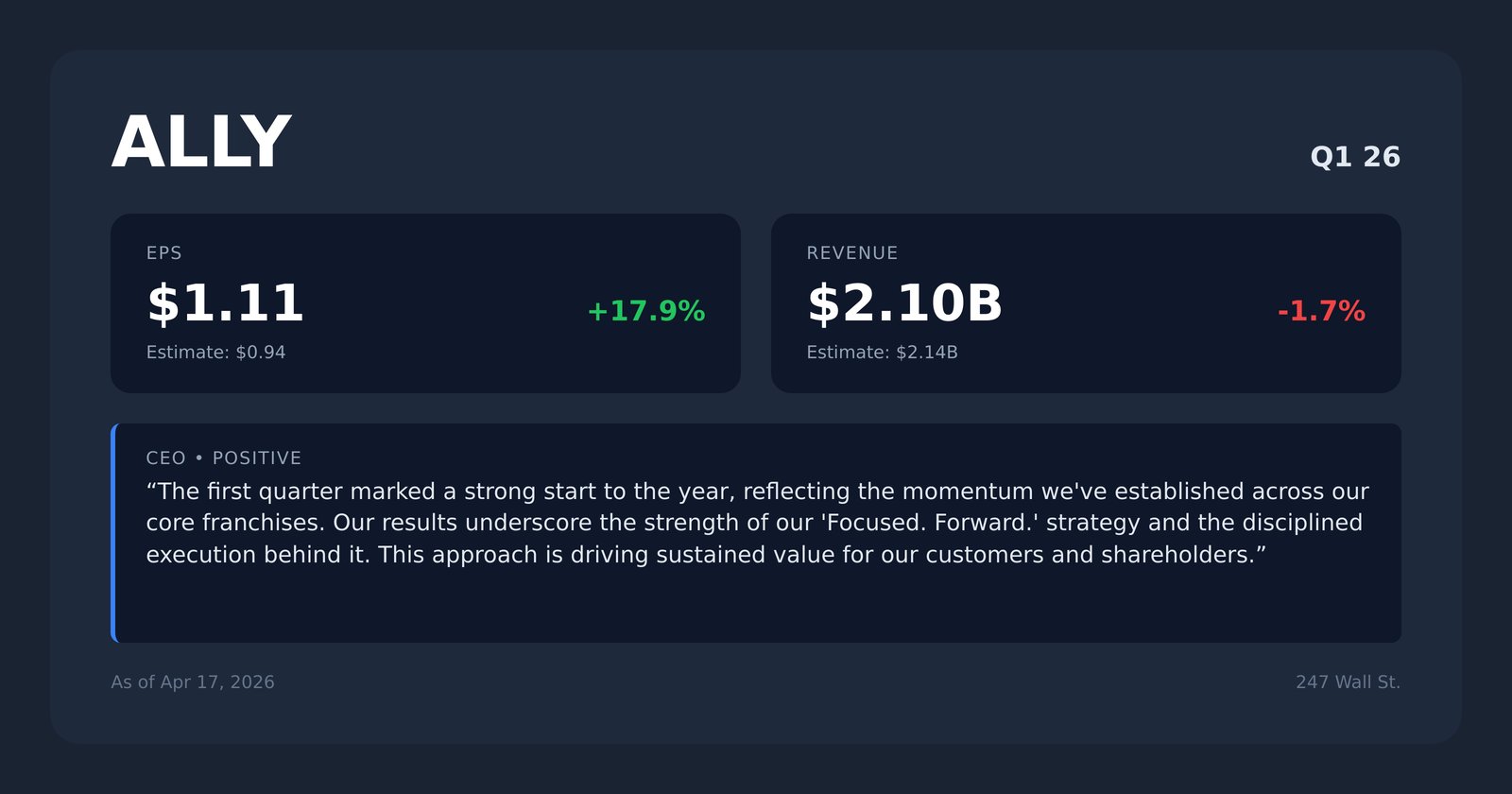 ALLY earnings quotes