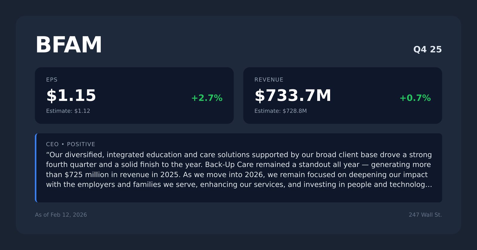 BFAM earnings quotes