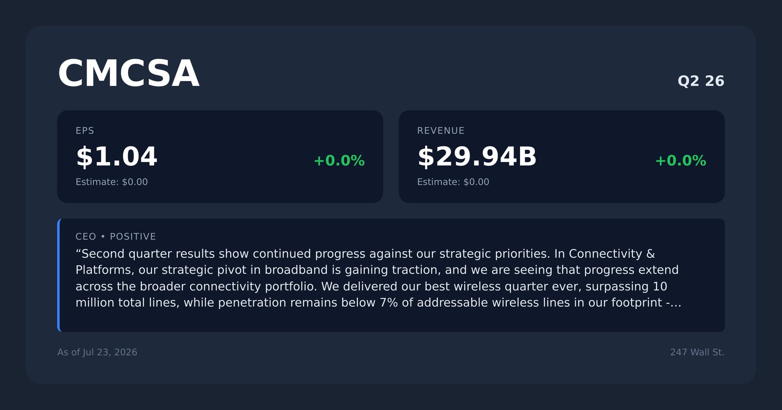 CMCSA earnings quotes