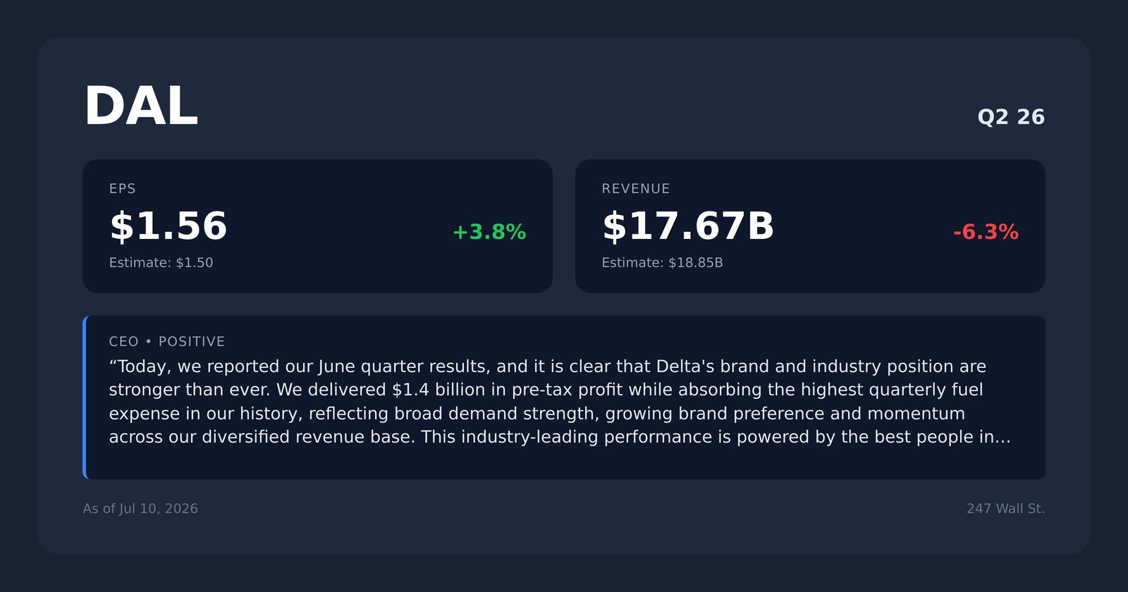 DAL earnings quotes