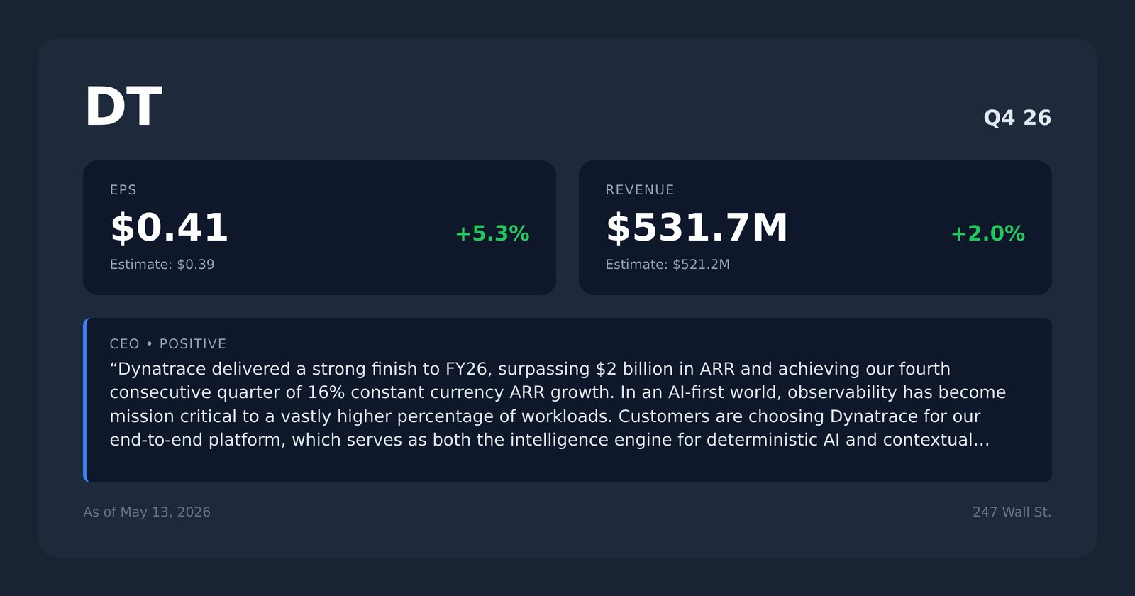 DT earnings quotes
