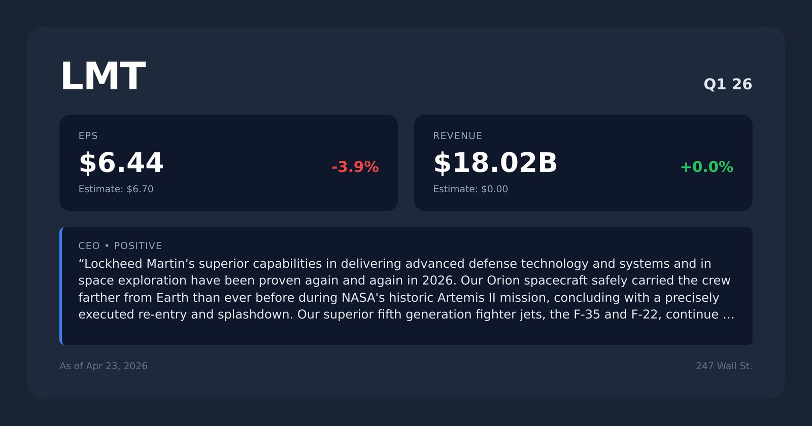LMT earnings quotes