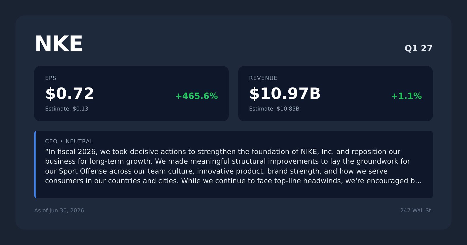 NKE earnings quotes