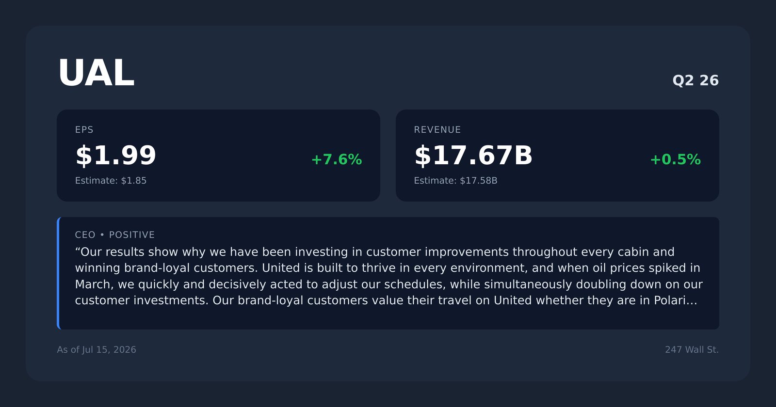 UAL earnings quotes