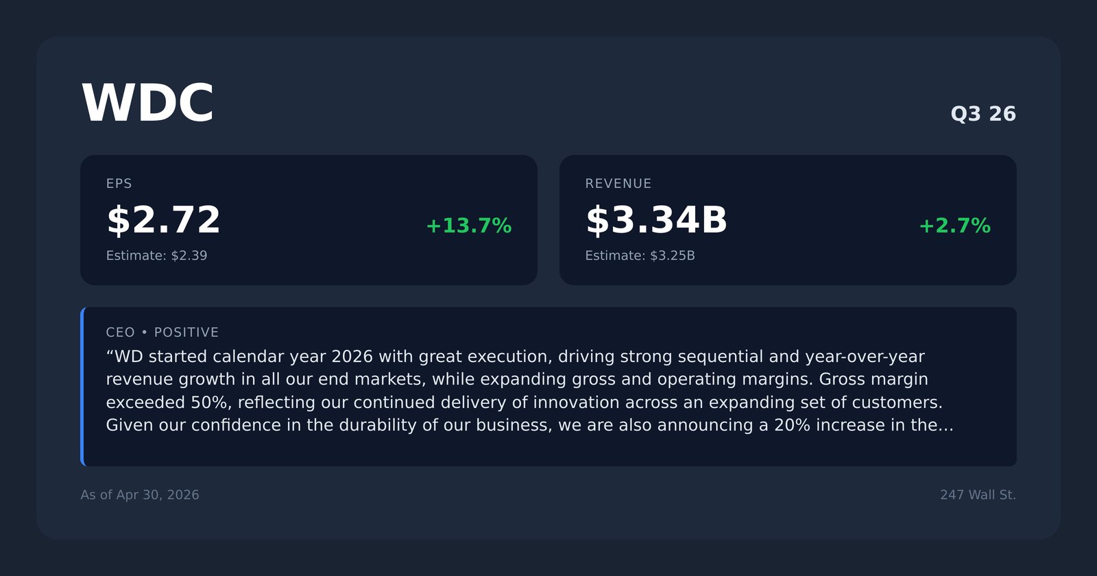 WDC earnings quotes