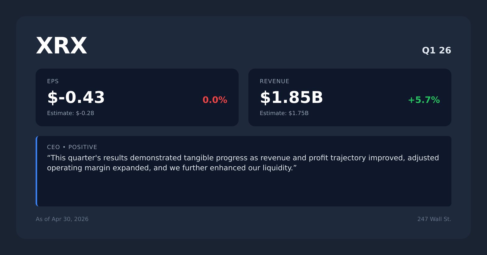 XRX earnings quotes