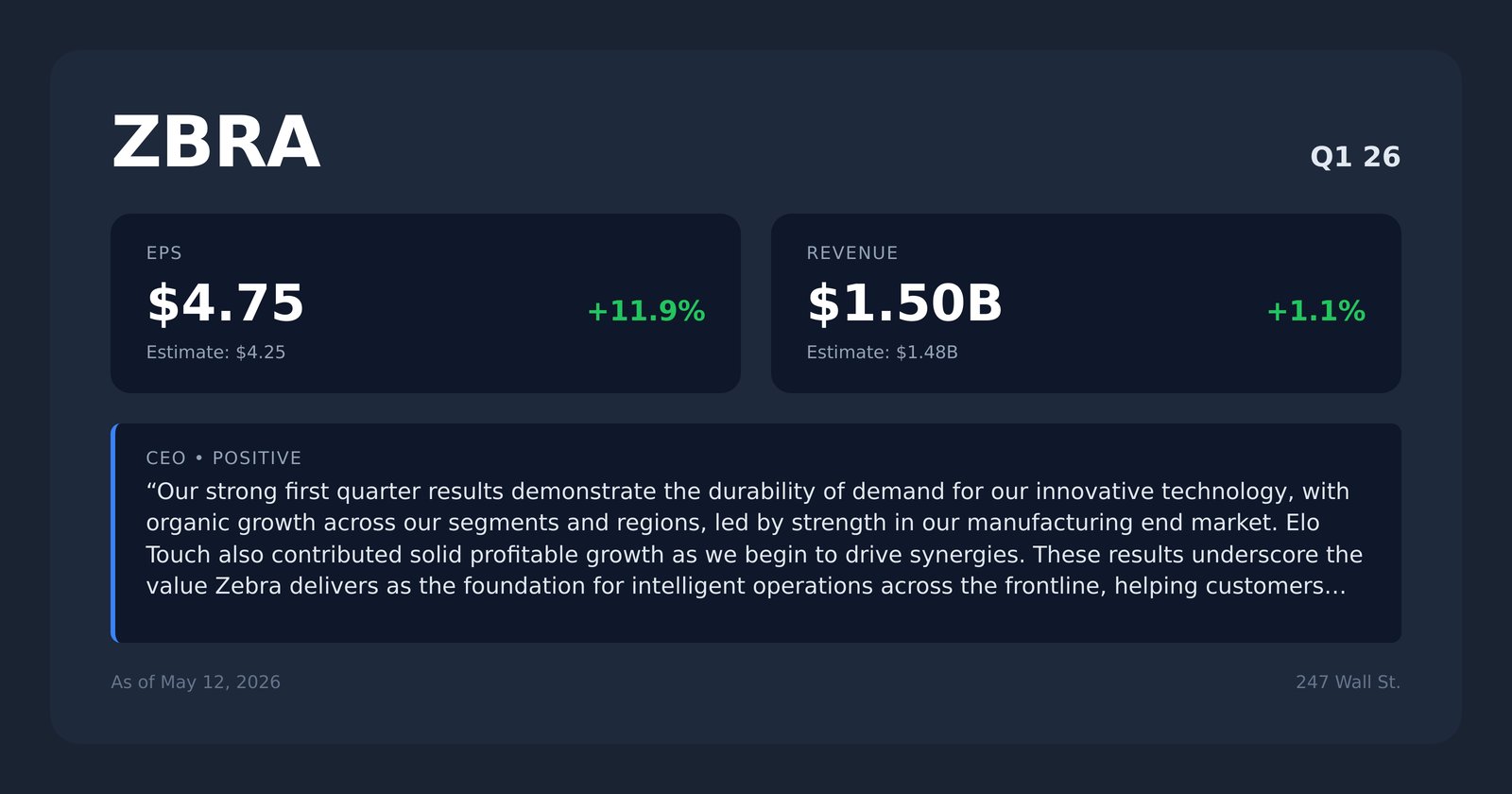 ZBRA earnings quotes