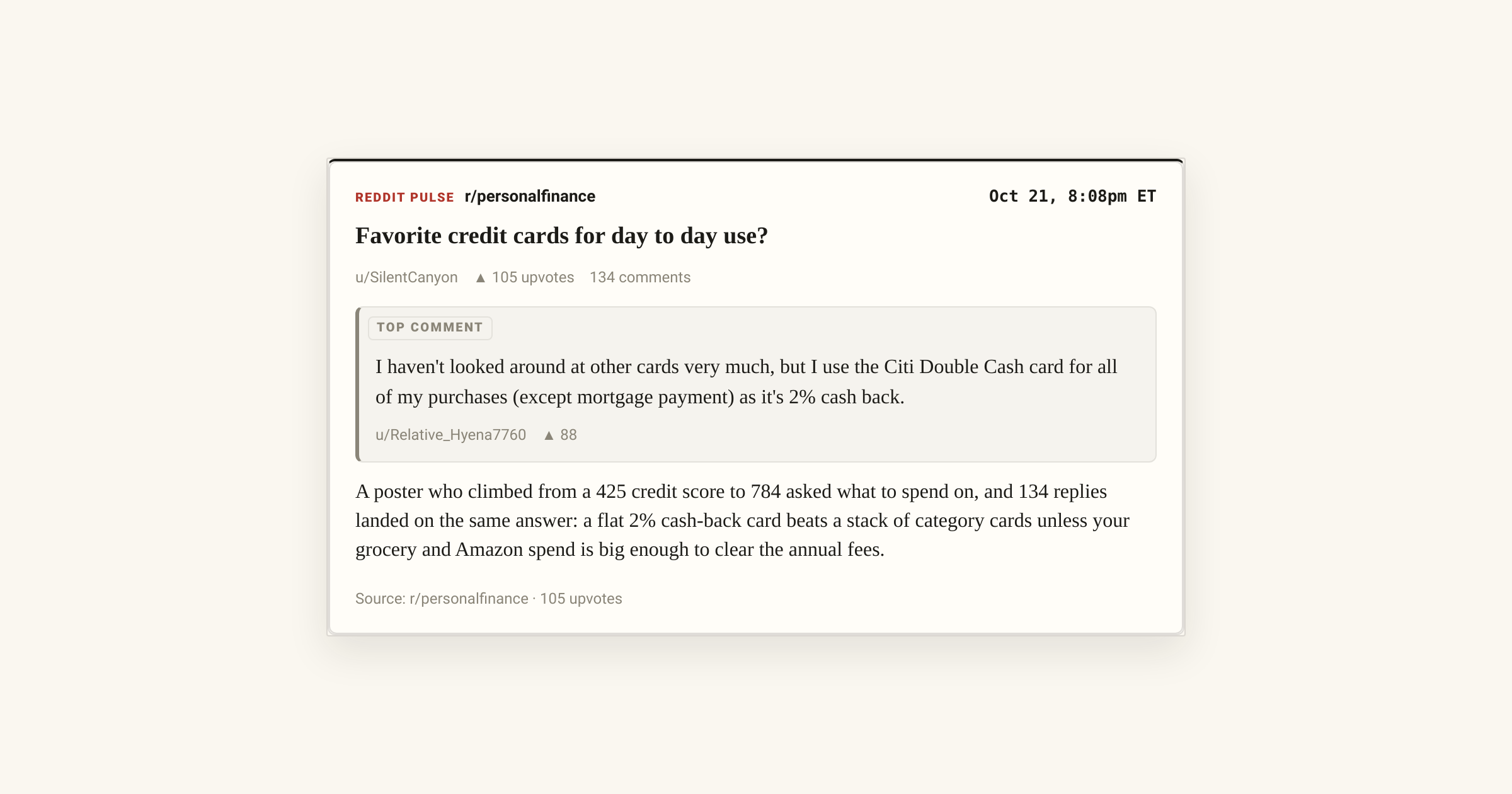 Reddit Credit r/personalfinance's 134-comment verdict on the best everyday credit ...