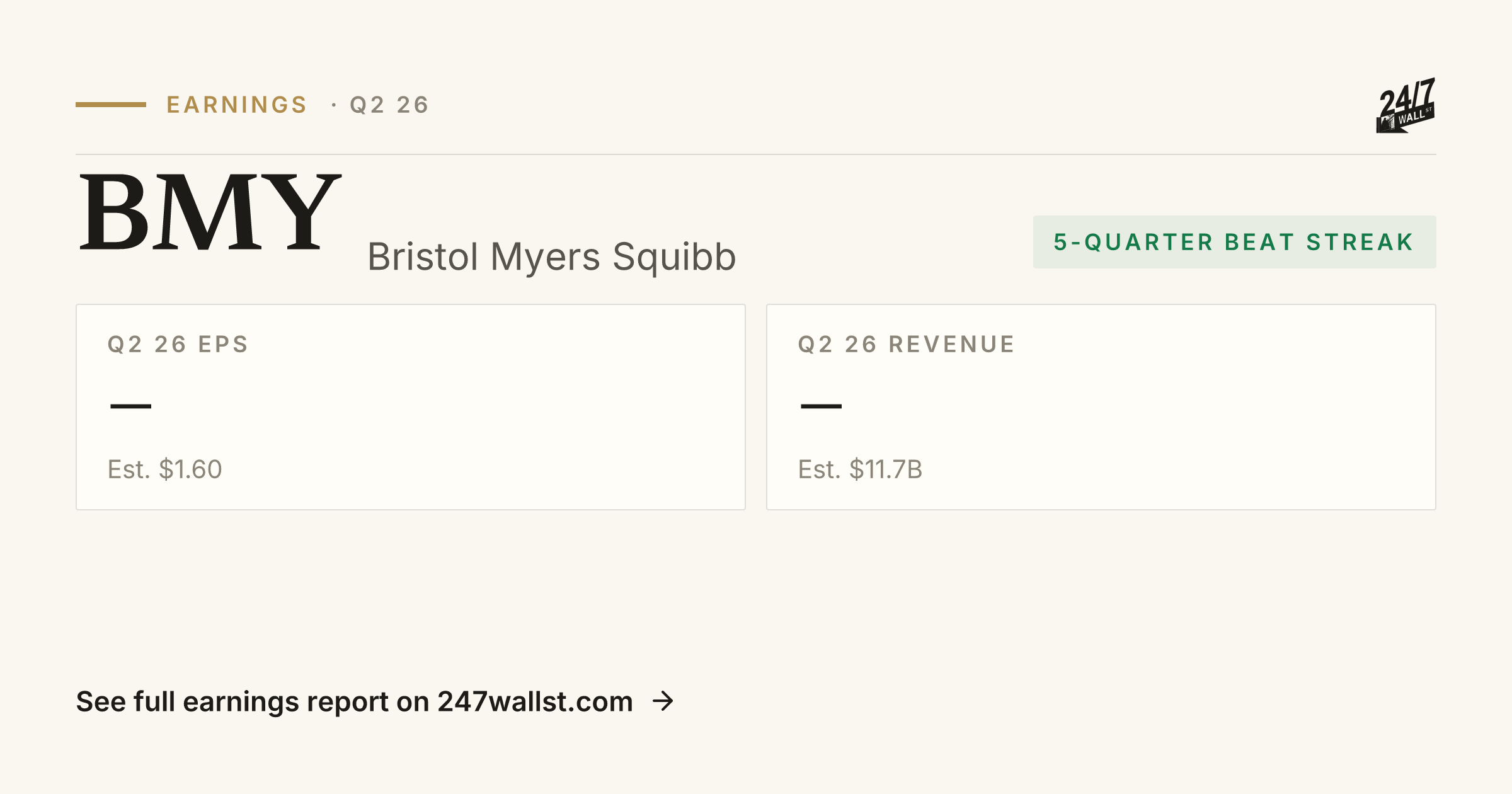 Bristol Myers Squibb (BMY) Earnings Report Q1 2026 | Beat, EPS ...