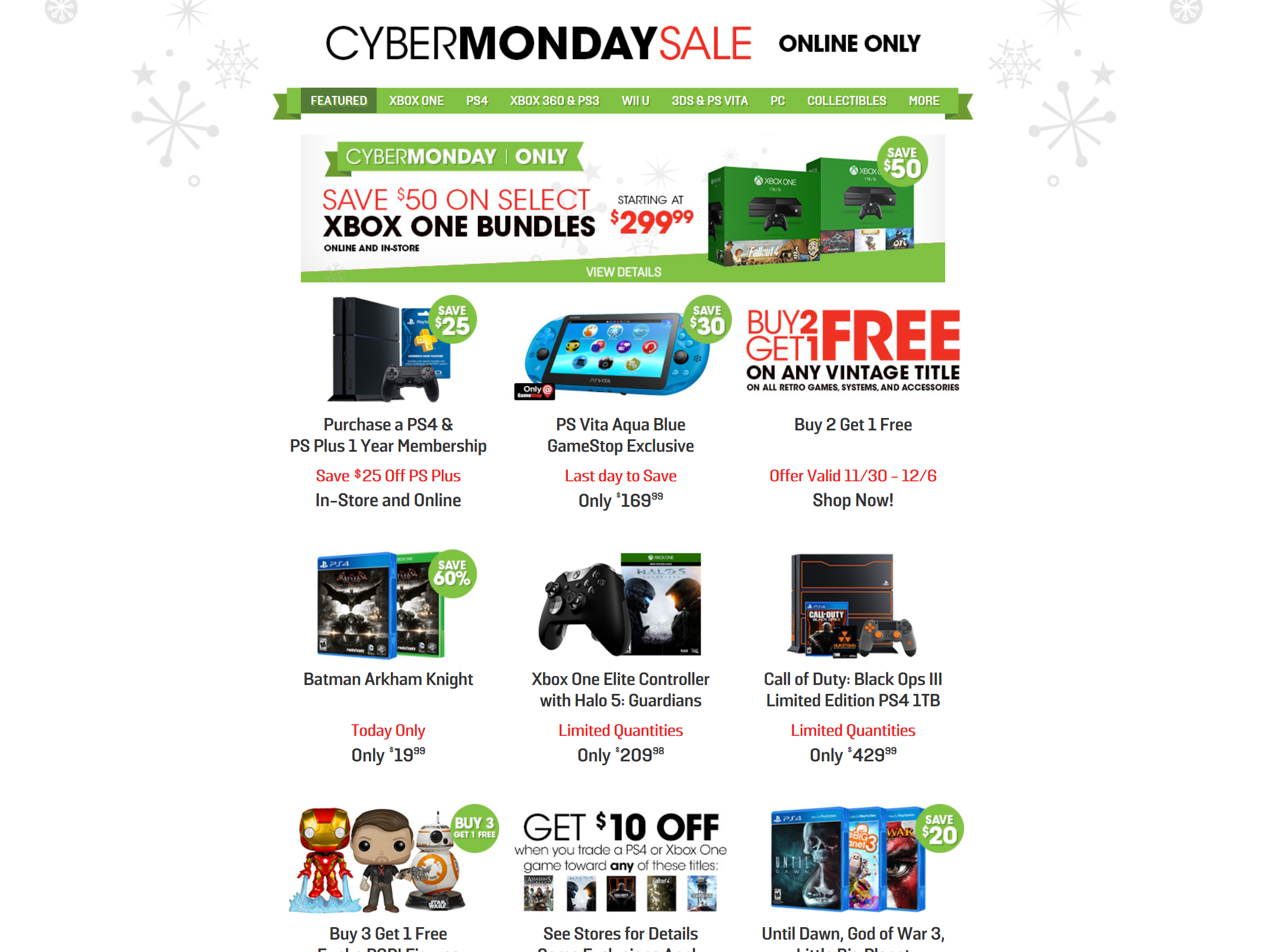 GameStop Cyber Monday 2015