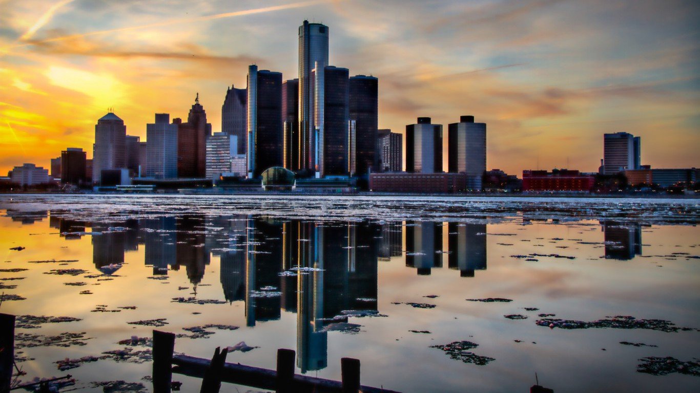 Detroit, Michigan 2, skyline, sunset
