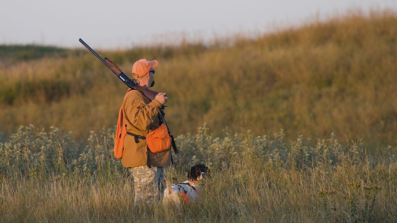 Hunting, Hunter and dog, North Dakota