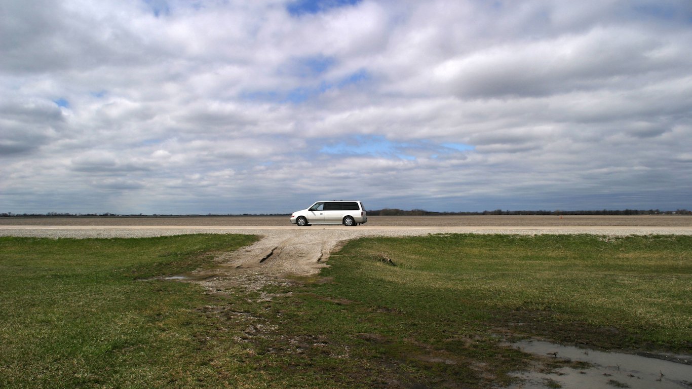 Heartland Landscape with Road, Iowa, Car, Rural
