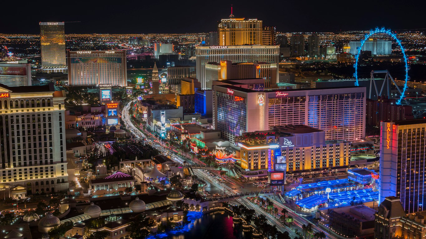 Las Vegas Strip at night - high vantage, Nevada