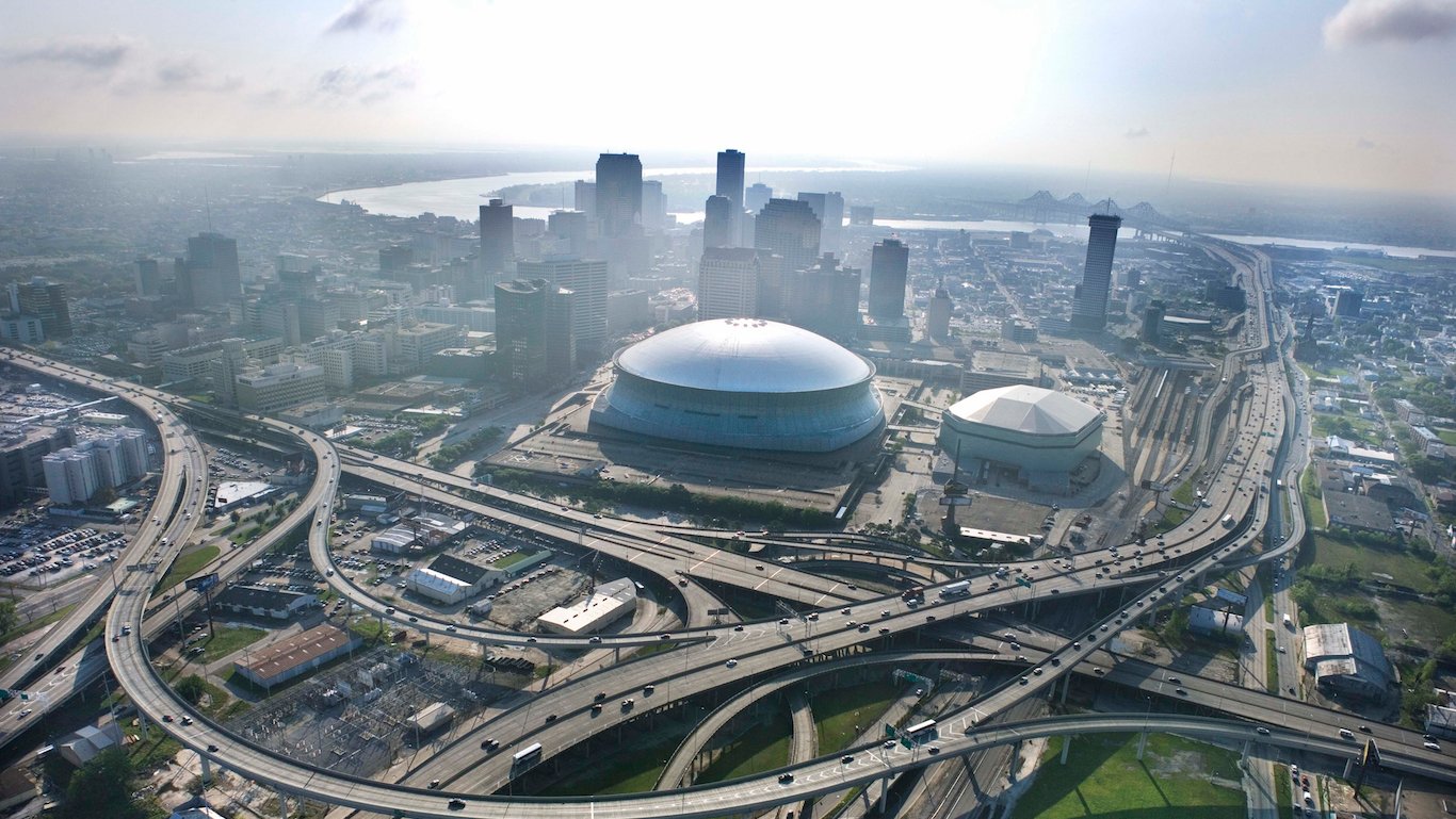 Aerial view of downtown New Orleans, Louisiana