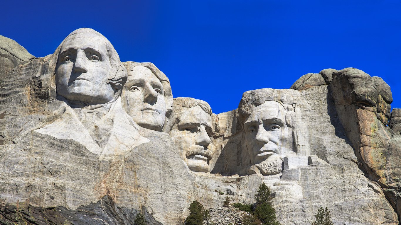The four presidents at Mount Rushmore in South Dakota
