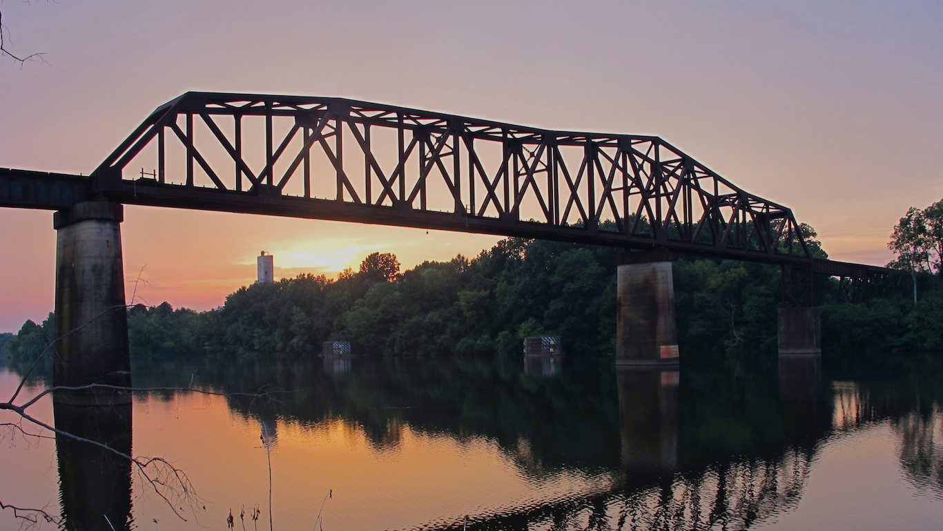 Tuscaloosa, AL Train Bridge Reflections at Sunset