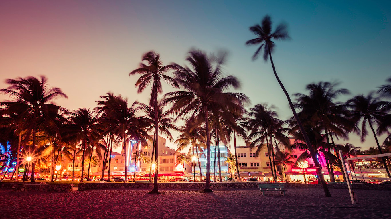 Miami, Florida dark palm trees