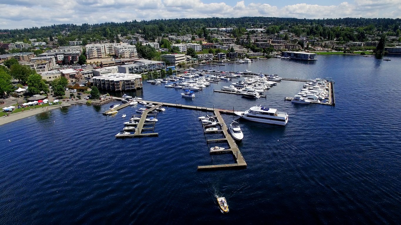 Aerial Cityscape Kirkland, Washington Boat Harbor