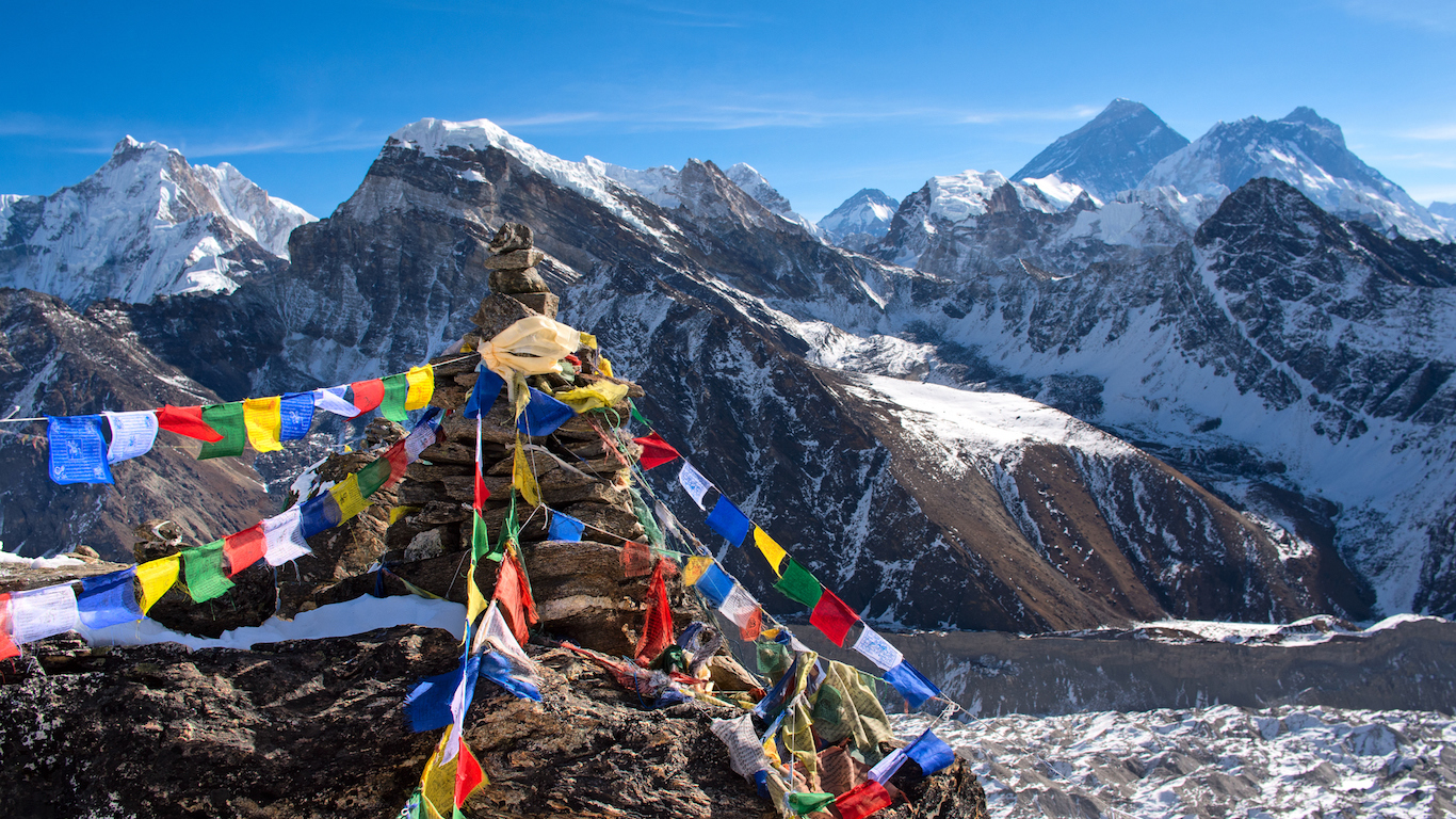 View of Everest from Gokyo ri . Nepal
