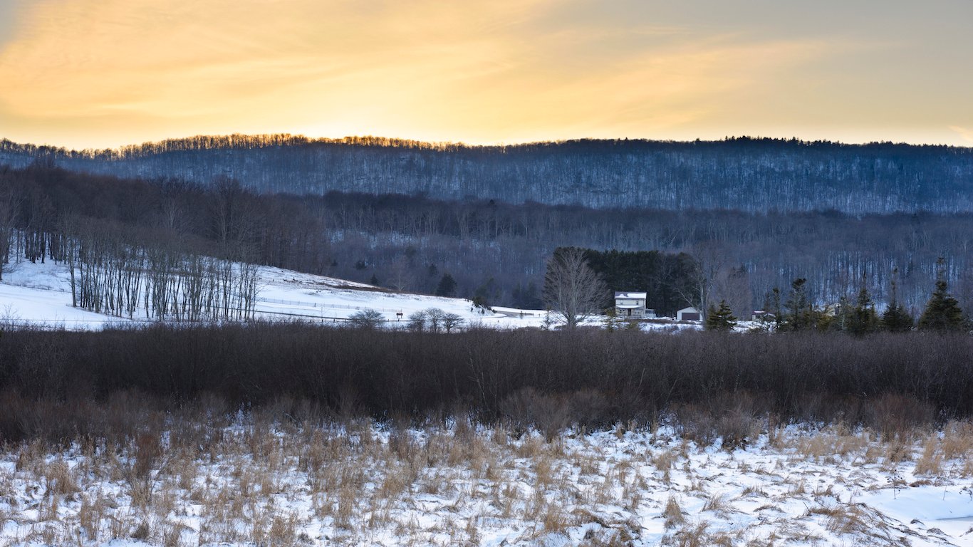Farm in Winter with View of Mountains, West Virginia
