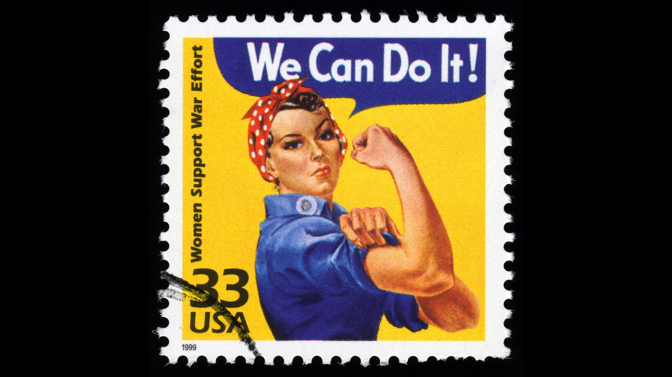 USA Postage Stamp Women Support War Effort, Women's Rights