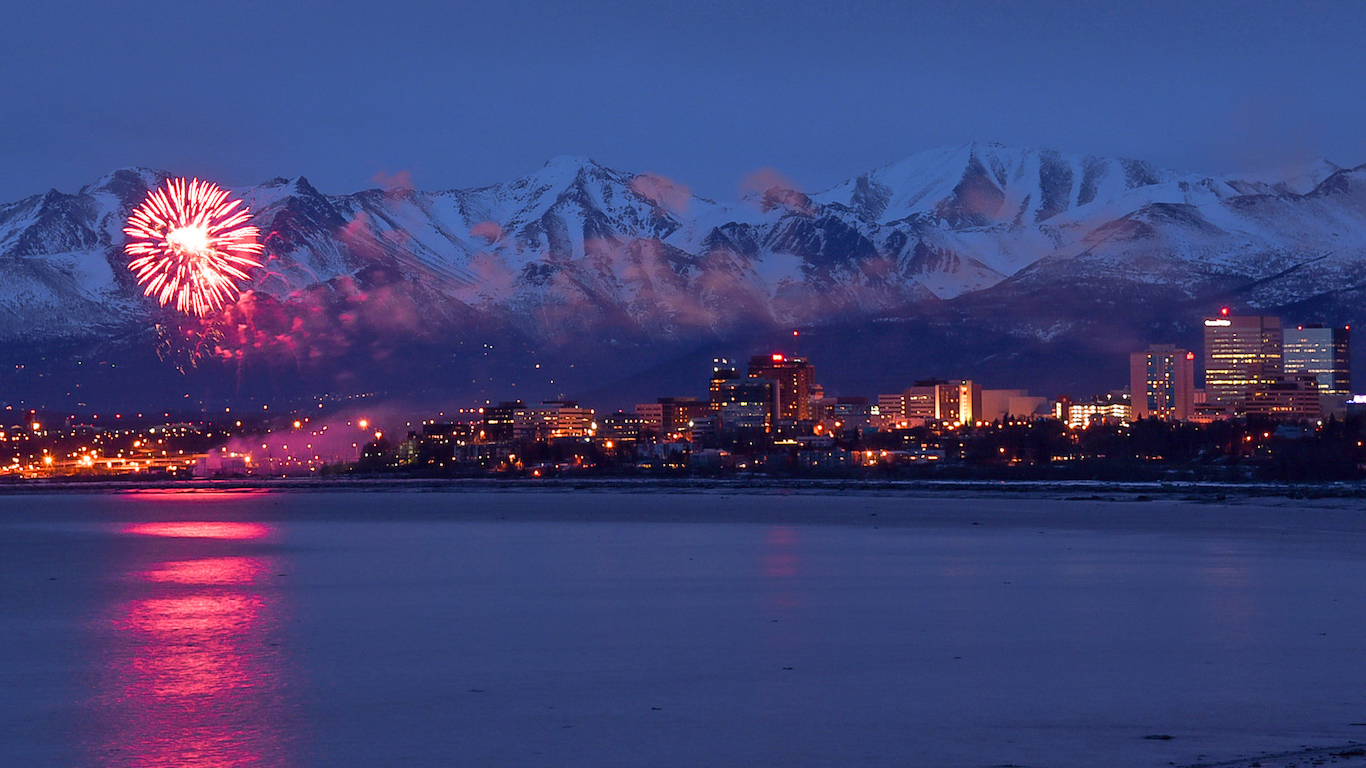 Fur Rondezvous Fireworks in Anchorage, Alaska