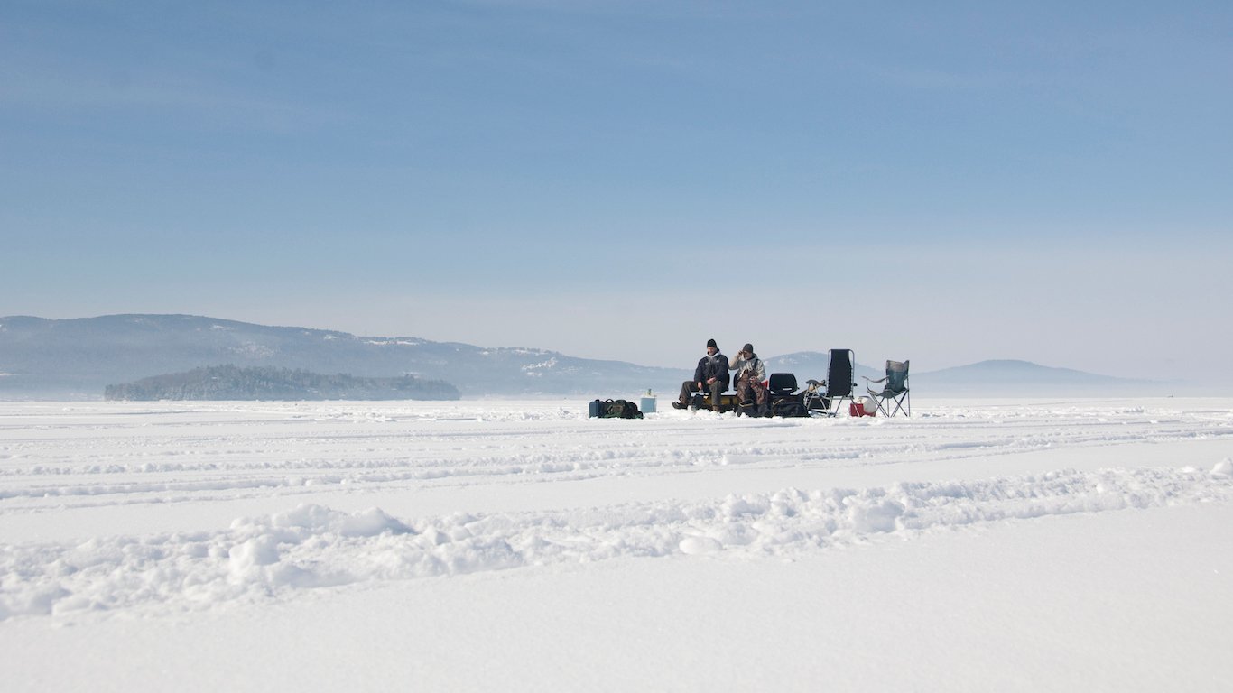 Ice Fishing, Lake Winnipesaukee, Meredith, Belknap County, New Hampshire