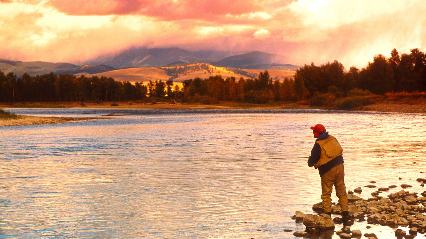 Man Fishing on the Big Blackfoot River in Montana