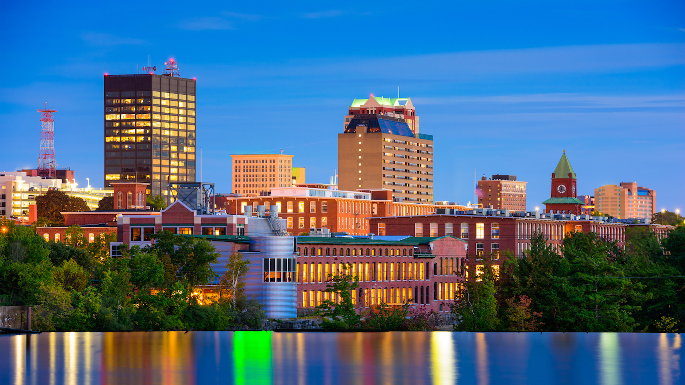 Manchester, New Hampshire, USA Skyline on the Merrimack River.