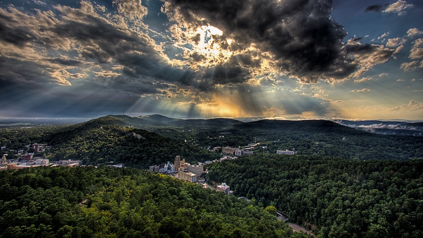 Sun Rays and Clouds over Hot Springs, Arkansas