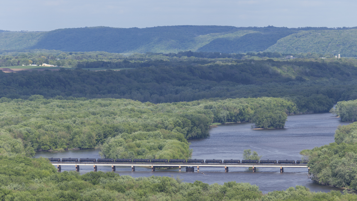 Tank Car Train Crossing Bridge Mississippi