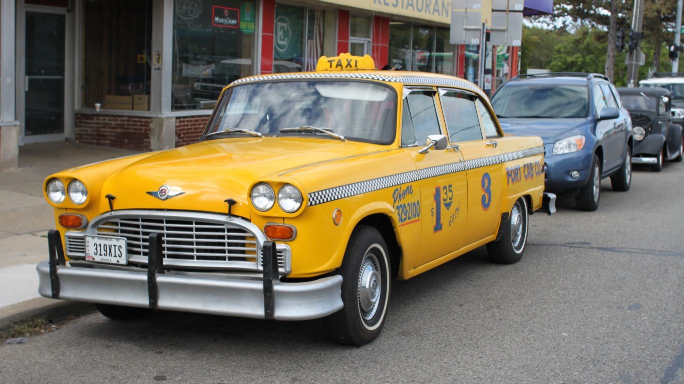 Vintage Checker Cab Downtown Ypsilanti Michigan by Dwight Burdette