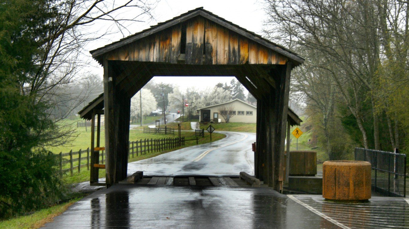Rainy covered bridge in Georgia