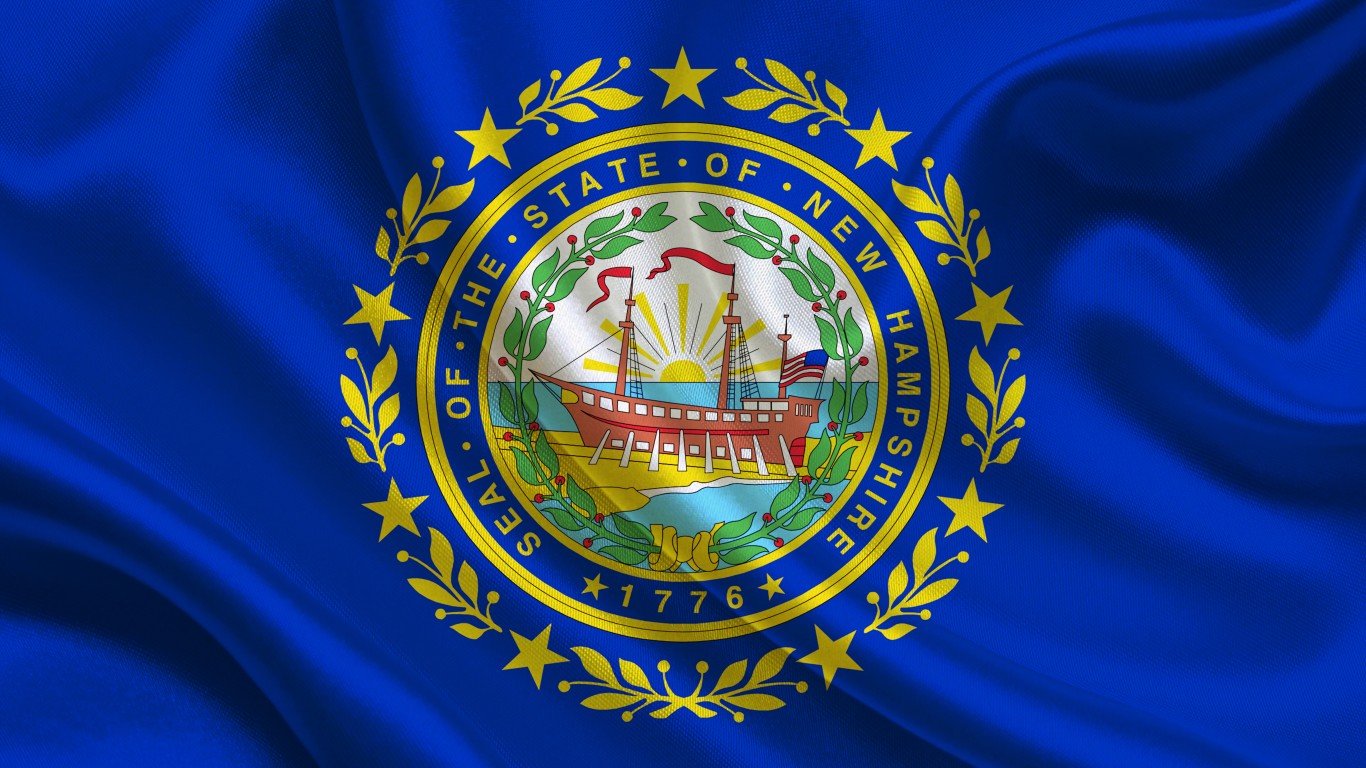 Waving New Hampshire State flag