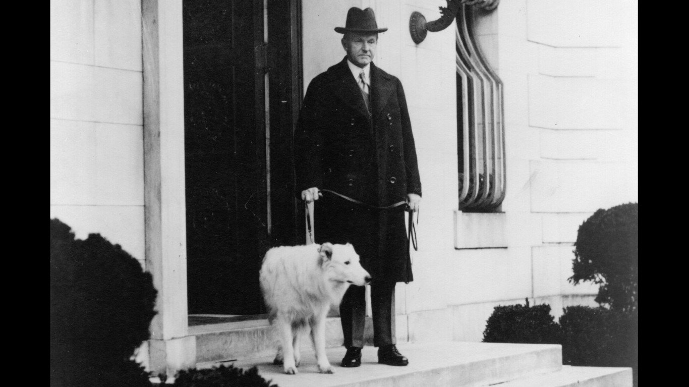 Calvin Coolidge with his dog