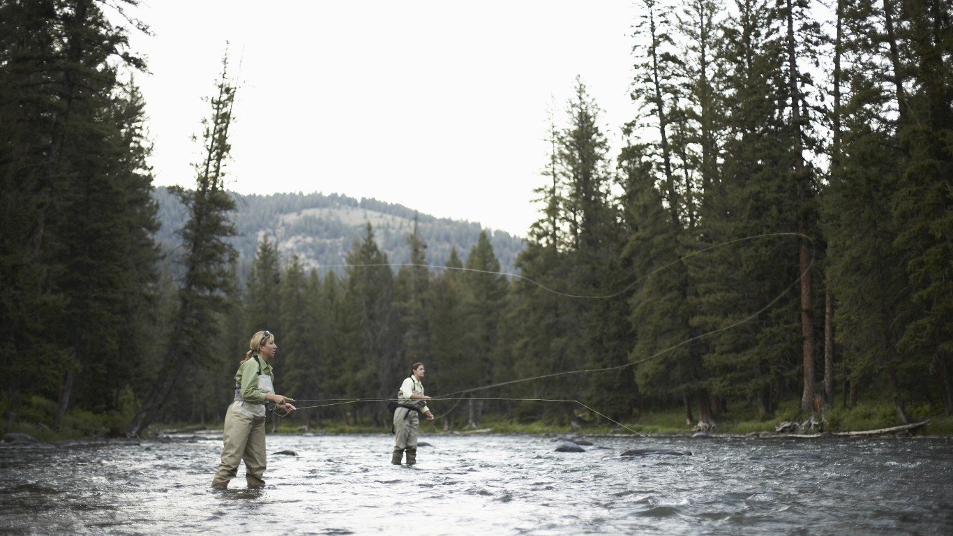Two women fly-fishing in Gallatin River
