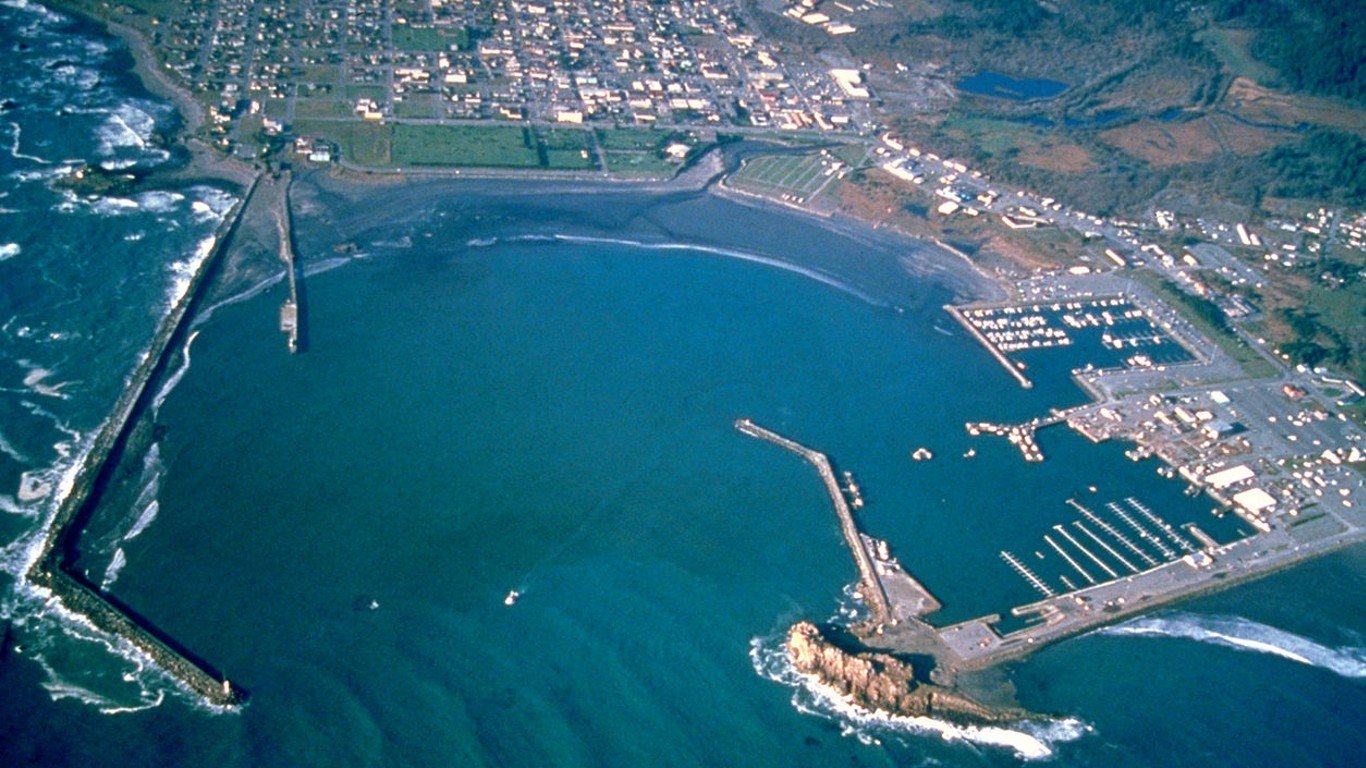Crescent City California harbor aerial view by Robert Campbell
