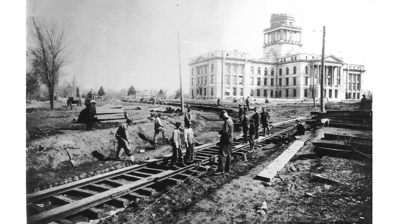 Construction of Nebraska Capitol Railroad by Unknown author via Nebraska State Historical Society