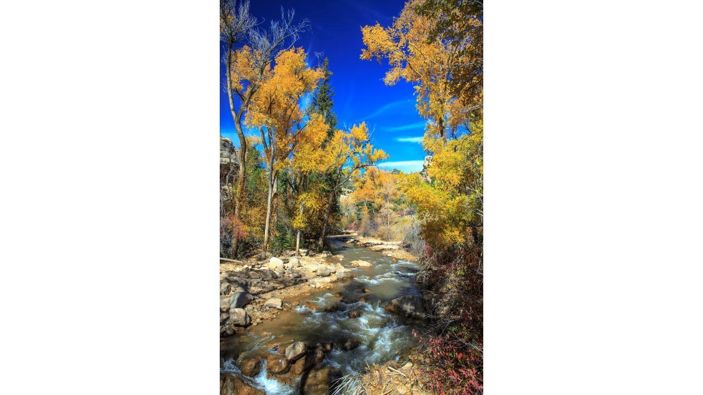 Autumn colours in SW Utah - spectacular colours along Huntington Creek on Hwy 31, Utah by Murray Foubister