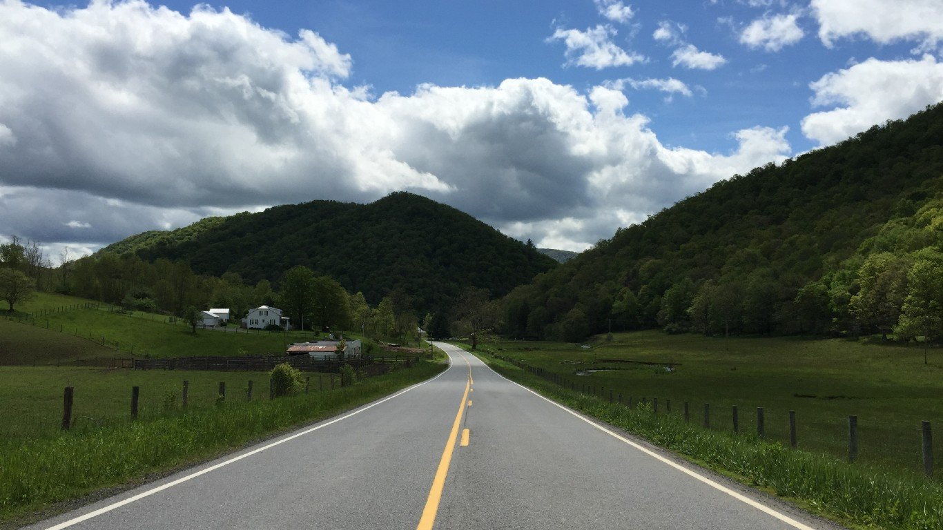 View west along Virginia State Route 84 (Mill Gap Road) between Wade Woods Lane and Virginia State Route 604 in Mill Gap, Highland County, Virginia by Famartin
