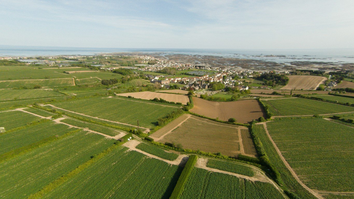 Aerial view of fields in St Clement, Jersey by Danrok