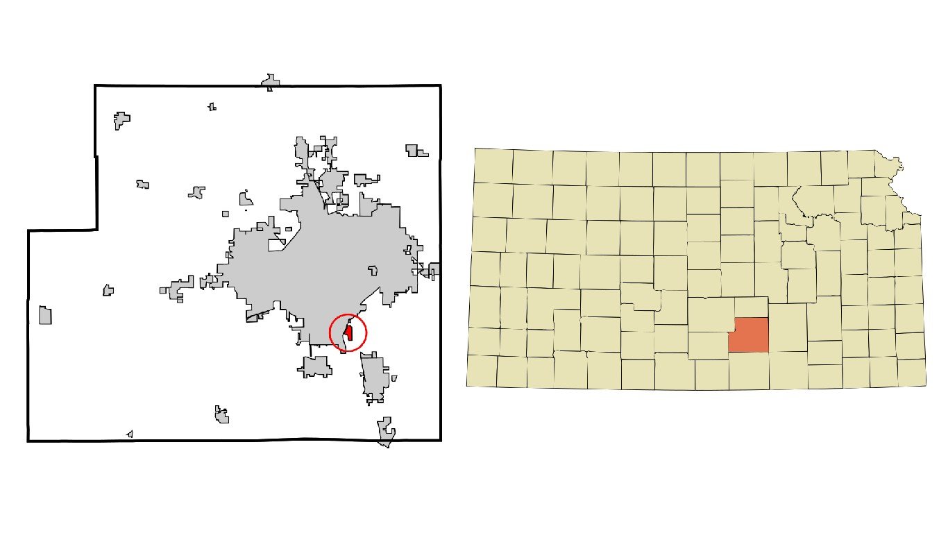 Sedgwick County Kansas Incorporated and Unincorporated areas Oaklawn-Sunview Highlighted by Arkyan