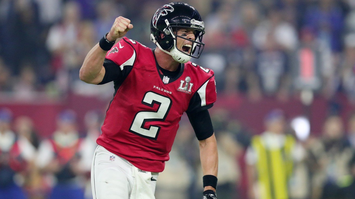 HOUSTON, TX - FEBRUARY 05:  Matt Ryan #2 of the Atlanta Falcons reacts during the game against the New England Patriots during Super Bowl 51 at NRG Stadium on February 5, 2017 in Houston, Texas.  (Photo by Tom Pennington/Getty Images)