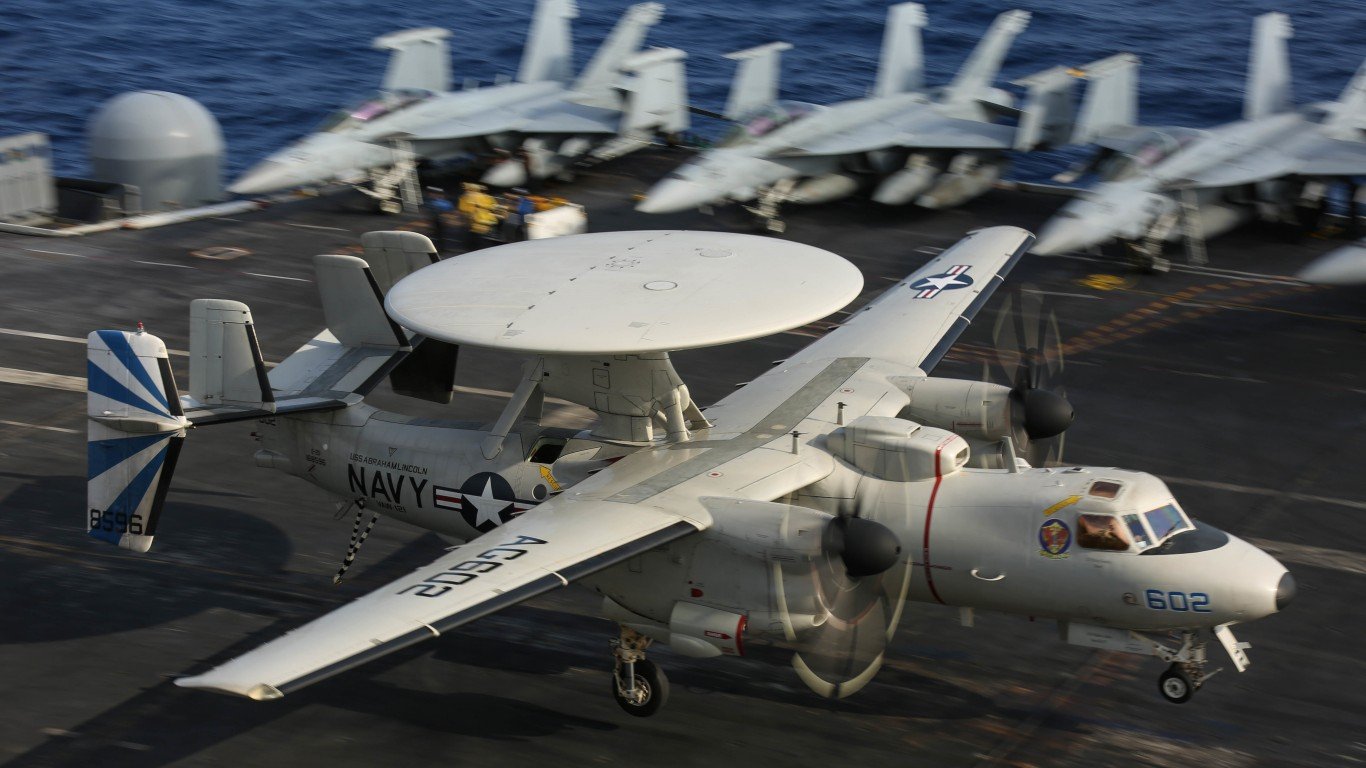 An E-2D Hawkeye lands aboard U... by Official U.S. Navy Page