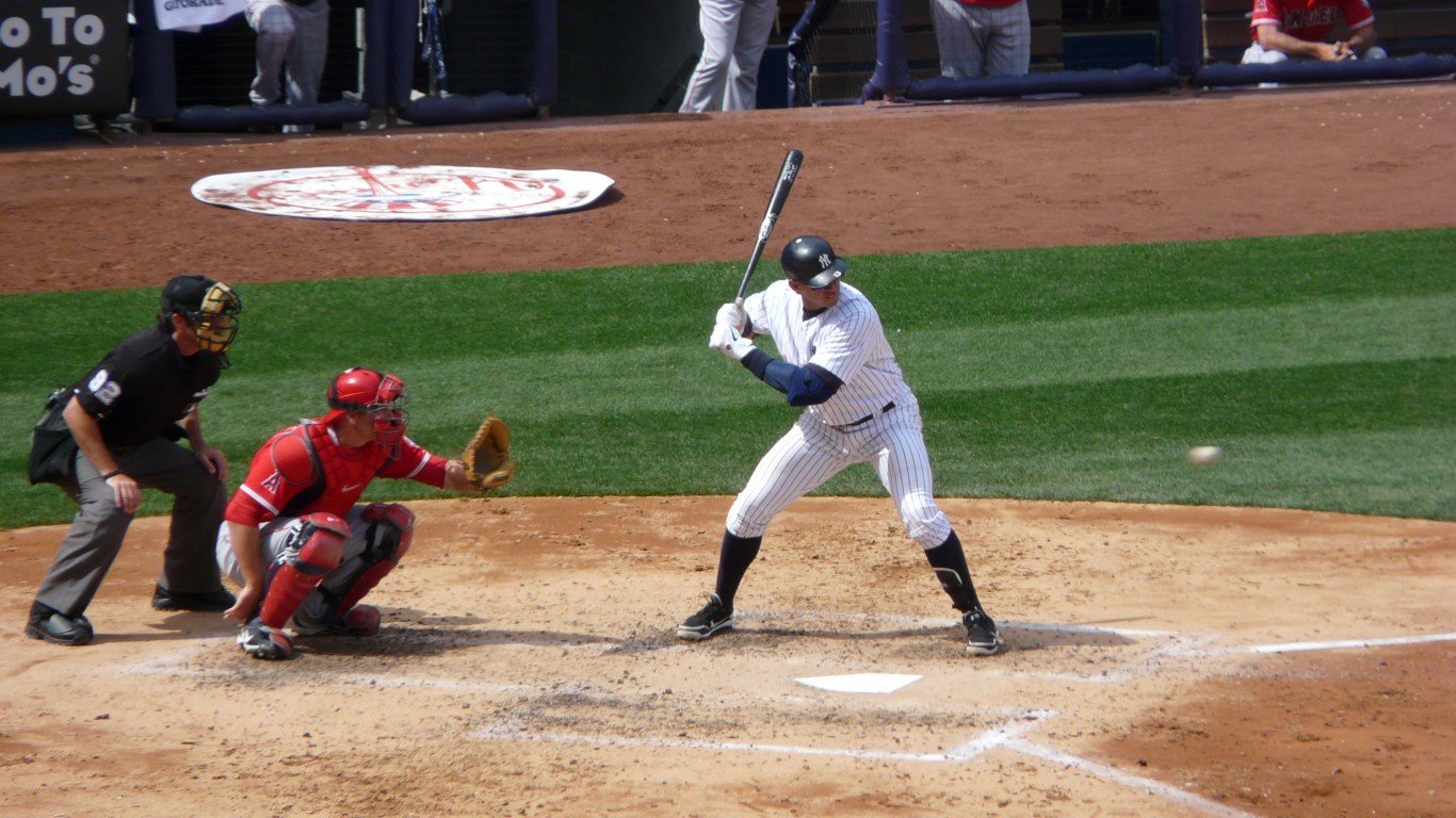 Alex Rodriguez at bat by Marianne O'Leary