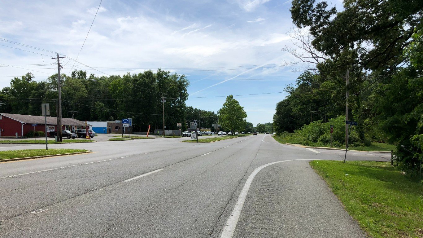 View south along Maryland State Route 210 (Indian Head Highway) at Poplar Lane in Indian Head, Charles County, Maryland by Famartin