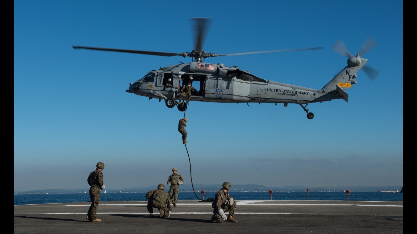 Marines conduct a fast-rope fr... by Official U.S. Navy Page