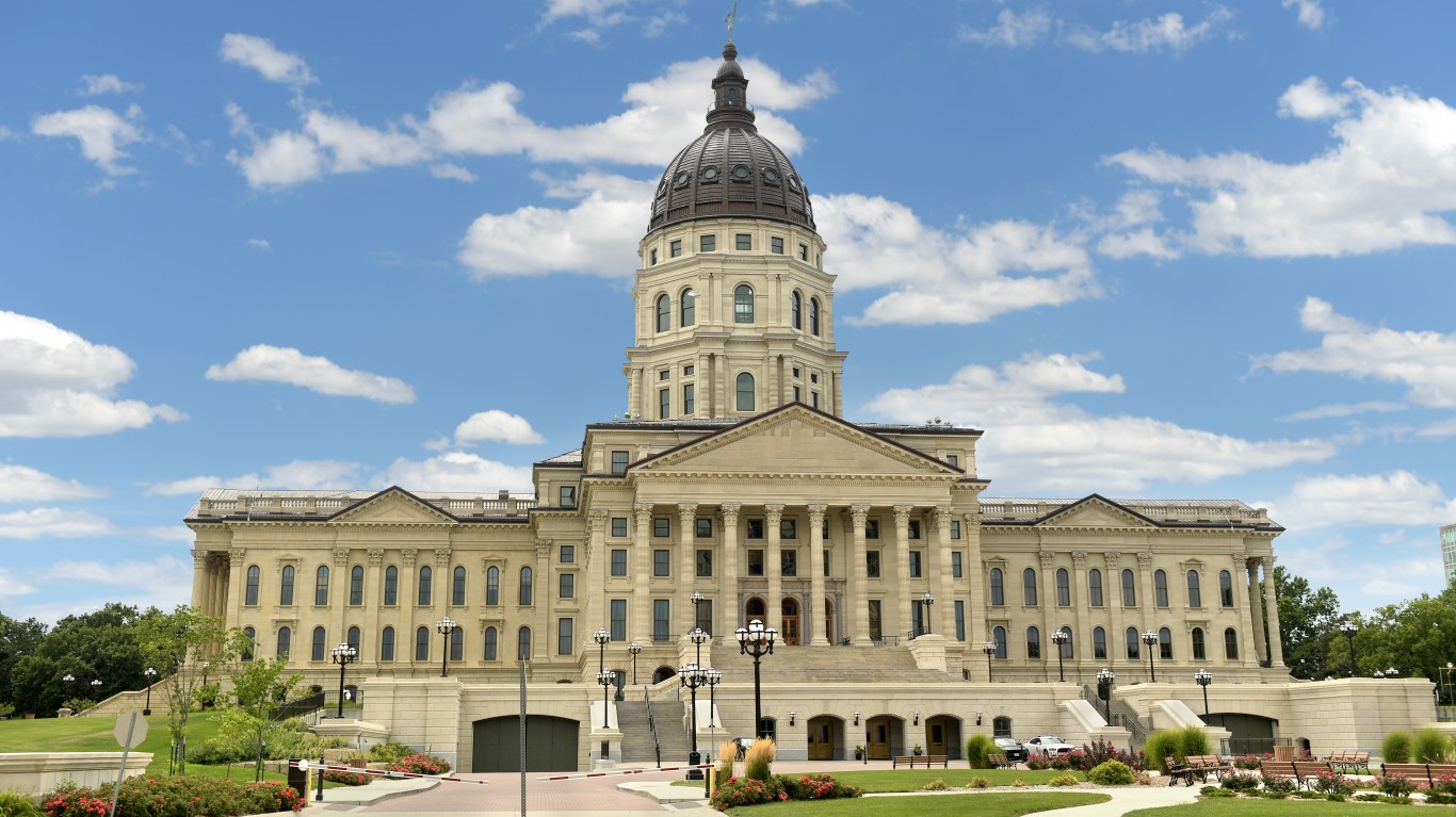 Kansas State Capitol in Topeka during bright day