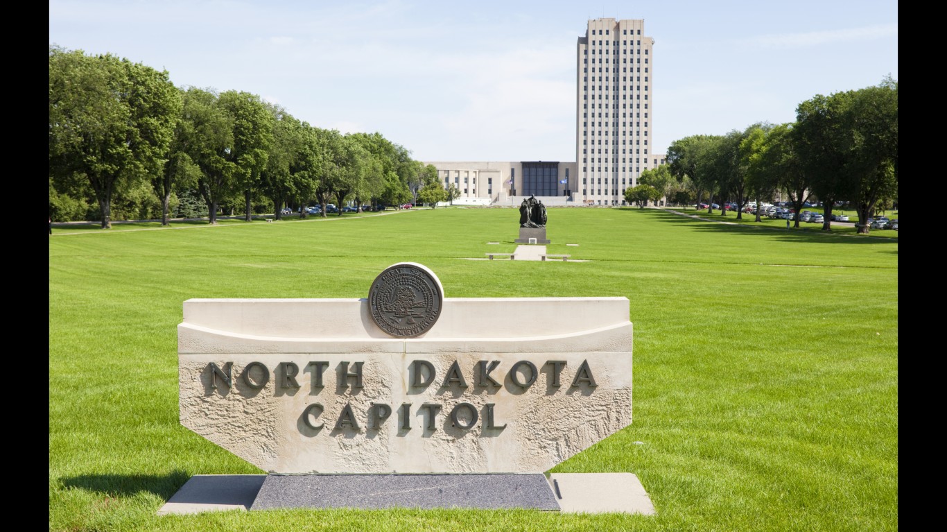 North Dakota state capitol building in Bismarck, ND.